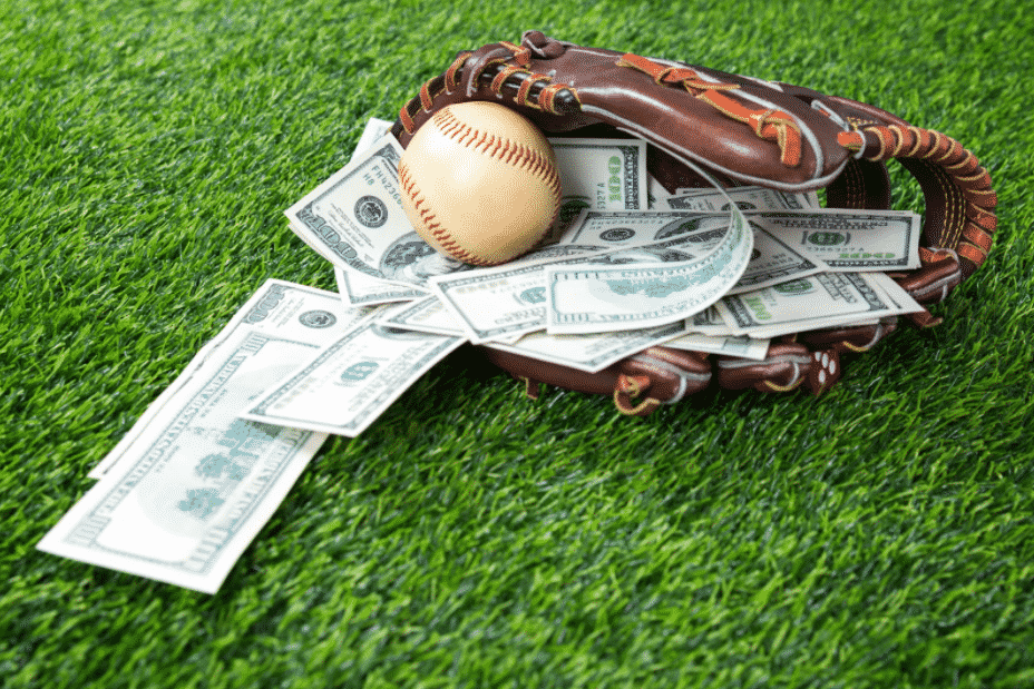 Baseball Glove With Dollar Bills