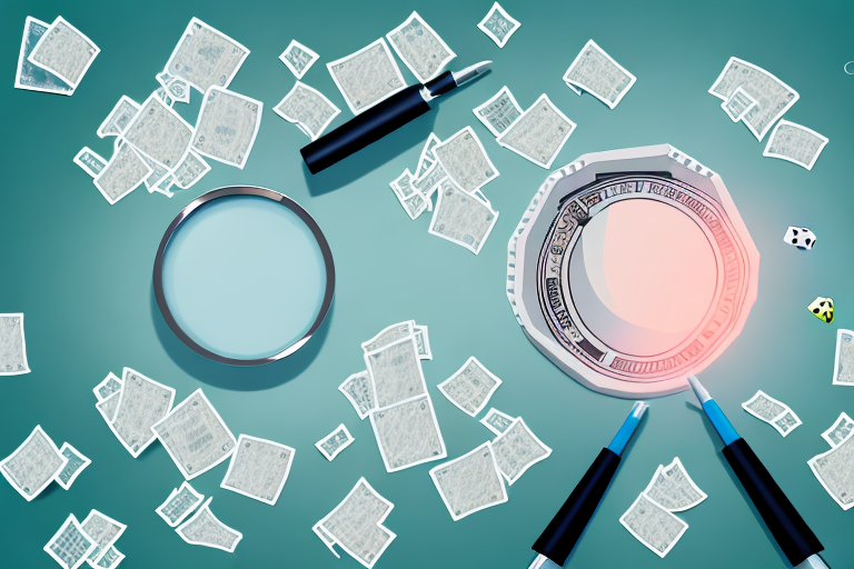 A magnifying glass hovering over a set of racing forms