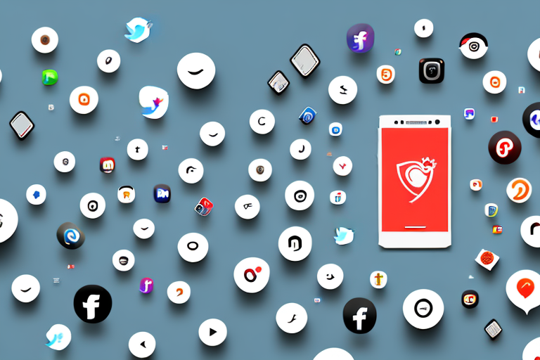 A smartphone displaying various social media icons