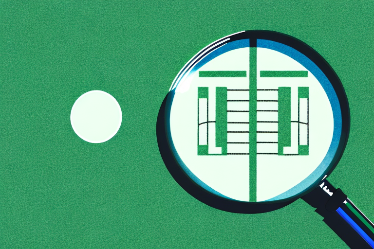 A magnifying glass hovering over a detailed football field