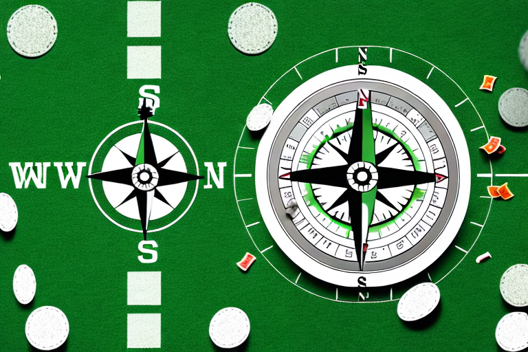 A compass resting on a football field
